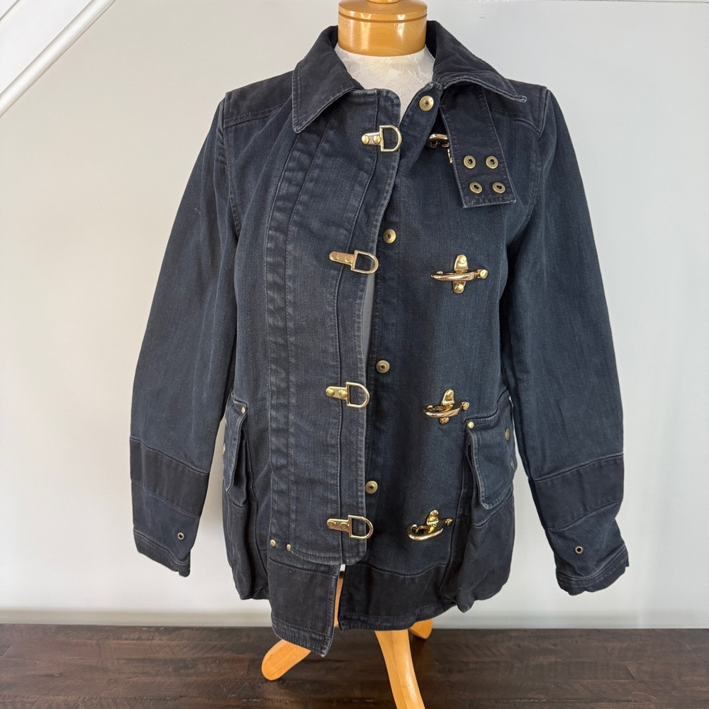 Ralph Lauren Rare Vintage Cortland Black Denim Field Jacket Fireman Toggle Small - Picture 4 of 10